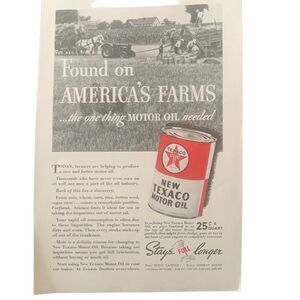 Vintage 1937 Texaco Motor Oil America’s Farm Ad Advertisement